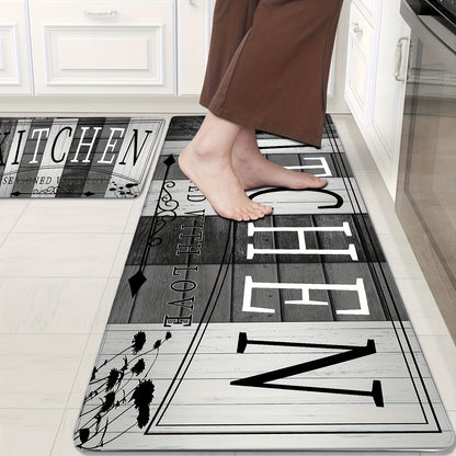 Non-Slip Absorbent Kitchen Mat | Premium Print Anti-Fatigue Floor Rug | Washable Door Mat for Kitchen Bathroom Laundry Bedroom Hallway | Wood Grain & Solid | Multiple Sizes 20x31.5" to 23.6x71"