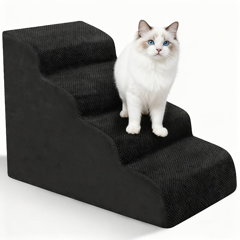 NIUBYA Extra Wide Dog Stairs for Small Dogs – High Density Foam Pet Steps, Non-Slip Bottom, Soft Cushioned Ramp for High Beds Couch Sofa, Ideal for Injured Elderly Dogs, Polypropylene, Compact
