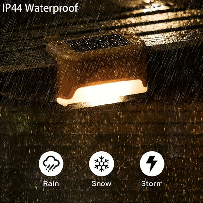 Solar LED Deck Lights Outdoor Stair Step Lights Auto On/Off 12-Hour Warm White Lighting for Fence, Pathway, Patio, Balcony & Yard – Weatherproof ABS, Pack of 8, 16 or 32 – No Wiring Required