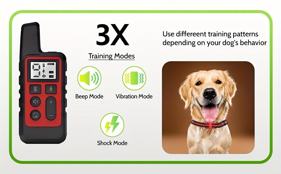 9-Level Remote Dog Training Collar – Rechargeable E-Collar with Shock, Vibration & Tone Modes, 500M Range, Adjustable for Small Medium Large Dogs, Safe Electronic Bark Control