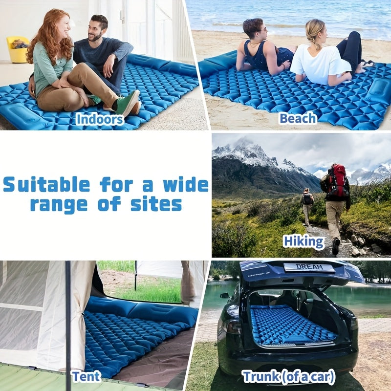 Self-Inflating Sleeping Pad Ultralight Nylon TPU Camping Mat, Built-In Pump Single & Double Person Options, Compact Portable Sleeping Mat for Camping Hiking Backpacking Travel Picnic, Orange & Blue