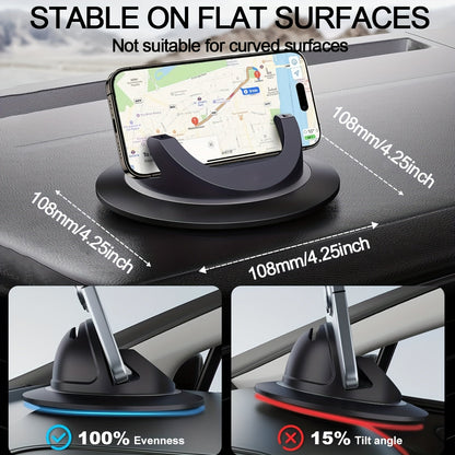 Car Phone Holder Dashboard Mount, 360° Rotation Cell Phone Holder for Car with Suction Cup & Silicone Anti-Slip Pad, Universal Phone Stand Compatible with iPhone 17 16 15 Samsung Galaxy & All Smartphones