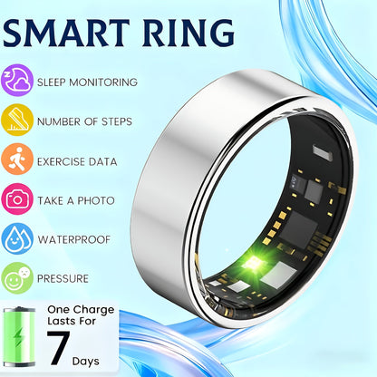 Smart Ring Fitness Tracker for Women Men – Steps Calories HRV Heart Rate Stress Body Temp Monitor 100+ Sports Modes IP68 Waterproof iPhone Android Compatible