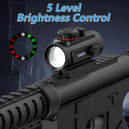 Tactical Red Green Dot Rifle Scope 1x40mm Reflex Sight – Aluminum Alloy Reflector Optic, Fits 20mm Picatinny Weaver Rail & 11mm Dovetail Rail – for Hunting, Shooting & Tactical Use