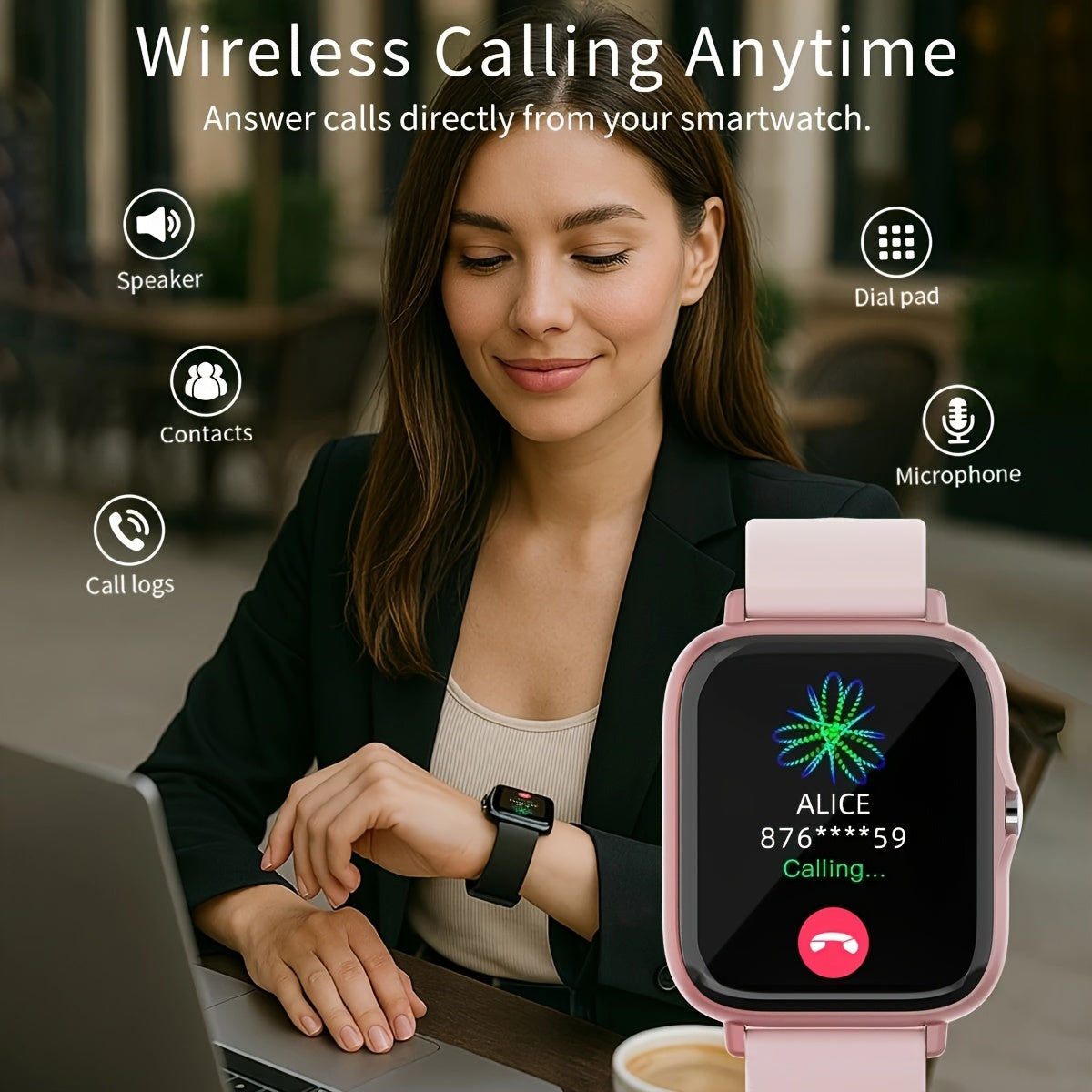 2026 Smartwatch Unisex Wireless Calling Dialing Multiple Sports Modes Heart Rate Message Notification Multi-App Alerts Fitness Tracker Watch for Men Women Compatible iPhone Android