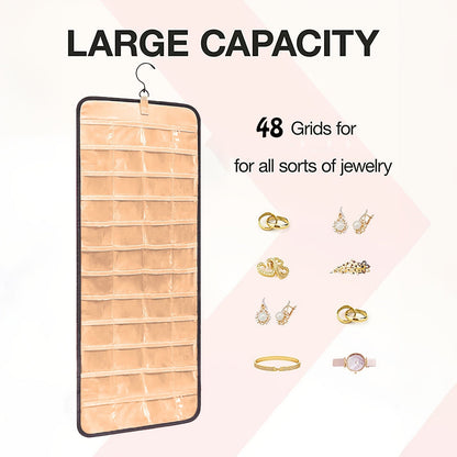 Dual-Sided Hanging Jewelry Organizer with 360° Rotating Hanger – Wall Mount Display Holder for Earrings Bracelets Rings Necklaces, Bedroom Closet Jewelry Storage Rack, Mother's Day Gift