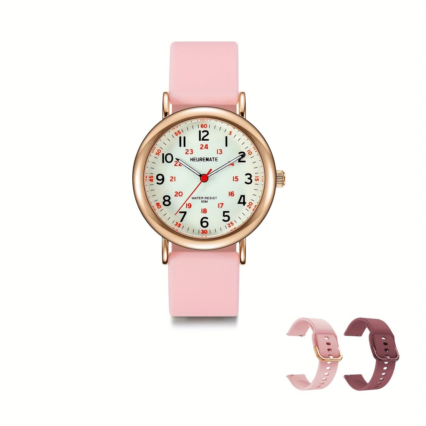 Nurse Watch Waterproof Luminous Easy-Read Dial 24-Hour Second Hand Colorful Silicone Band – Professional Fob Watch for Nurses Nursing Students Doctors Healthcare Workers Unisex 6 Colors