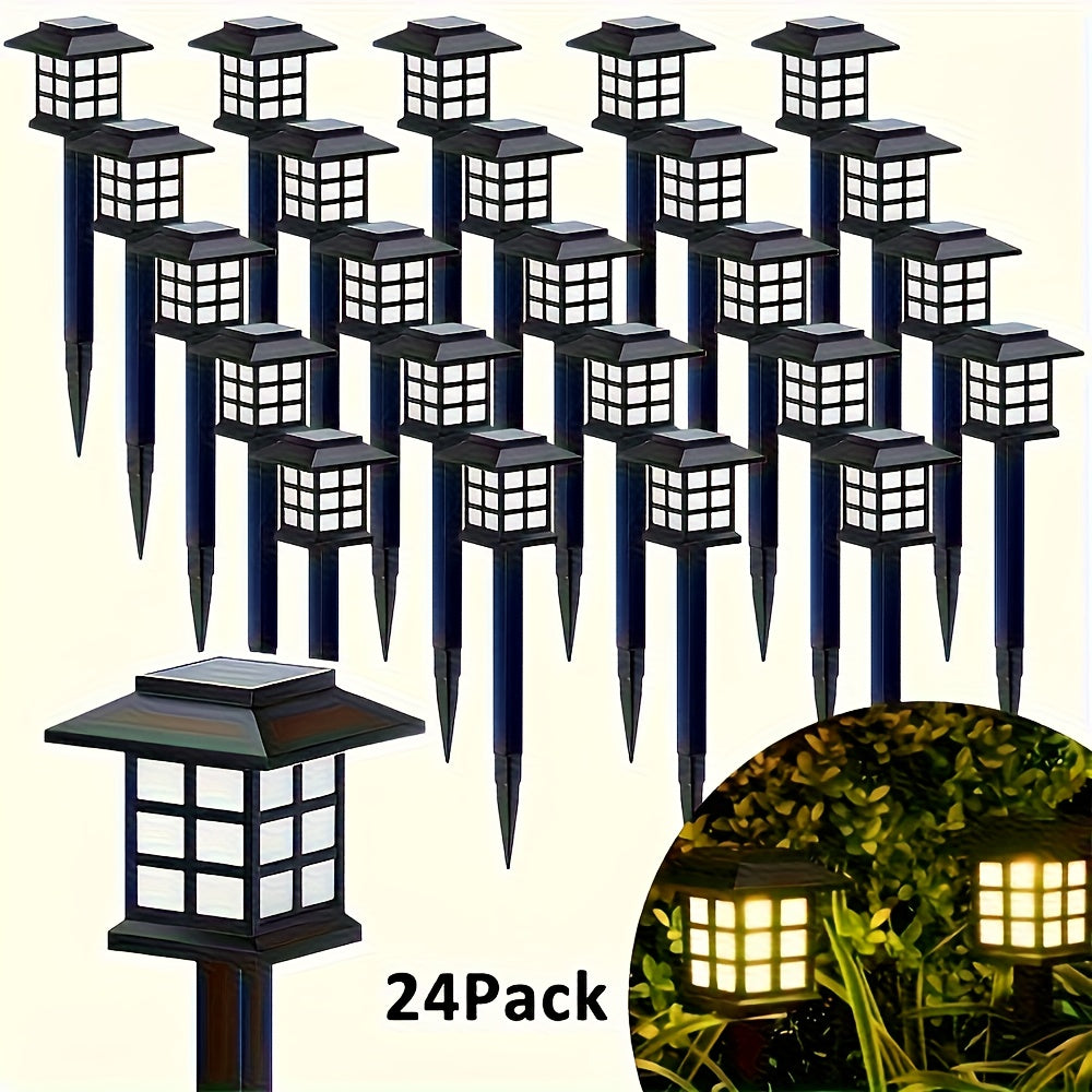 Solar Outdoor Lights Waterproof LED Landscape Garden Path Lights – Warm White, Auto On/Off, 6 Pack 24 Pack for Footpaths Driveways Courtyards Lawns, Holiday Christmas Halloween Decoration