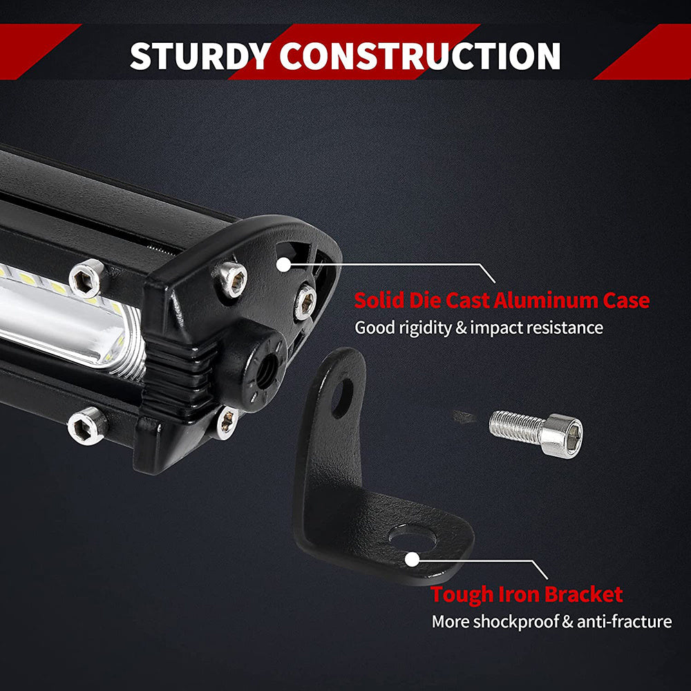 20 Inch 180W LED Light Bar Offroad Single Row – Ultra Slim 12V/24V Work Lamp for Truck, ATV, SUV, Tractor, Jeep & Boat – 6000K White, 50000Hr Lifespan – Velora