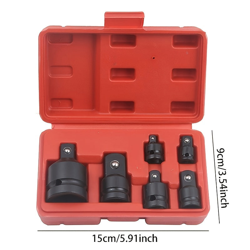 6-Piece Impact Adapter & Reducer Set 1/4" to 3/4" Drive – Chrome-Moly Steel Female-to-Male Air Square Drive Conversion Wrench Kit with Ball-Retaining Lock & Protective Cover for Auto Repair