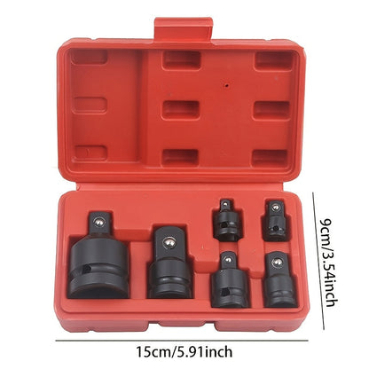 6-Piece Impact Adapter & Reducer Set 1/4" to 3/4" Drive – Chrome-Moly Steel Female-to-Male Air Square Drive Conversion Wrench Kit with Ball-Retaining Lock & Protective Cover for Auto Repair