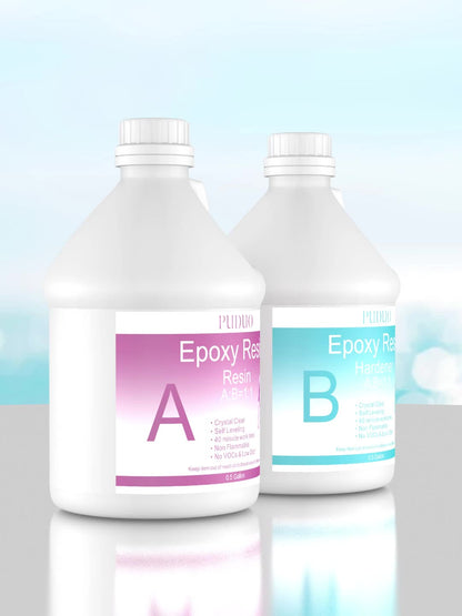 Ultra Clear Epoxy Resin Kit 2 Part Bubble-Free Yellowing-Resistant Self-Leveling for Countertops River Tables Casting Coating DIY Crafts - 32oz 72oz Fast Cure 1 Gallon with Pump