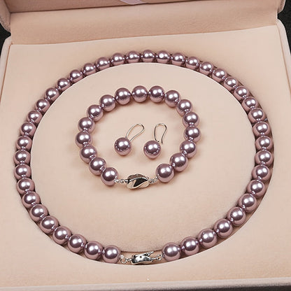 Freshwater Pearl Jewelry Set for Women - 925 Sterling Silver Cultured Pearl Necklace Bracelet & Earrings Set, Elegant French-Style Gift for Weddings Banquets Parties & Anniversaries