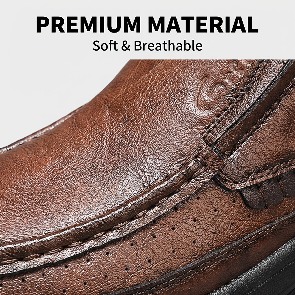 GREKS Men's Hand Stitched Slip-On Ankle Boots Casual Moccasin Chukka Loafers Non-Slip Sole for Outdoor Hiking Driving Daily Wear – Comfortable Lightweight Men's Shoes