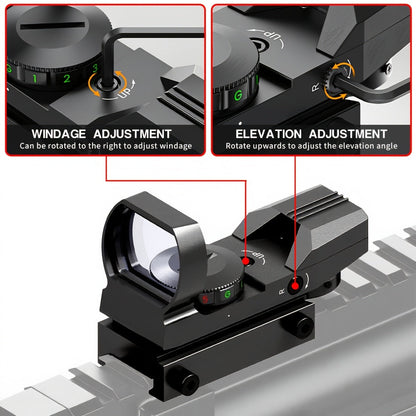 33mm Red Green Dot Sight – 4 Reticle Modes, 5 Brightness Settings, Parallax-Free Ultralight Rail Mount Scope for Rifles Shotguns Carbines, Hunting Target Shooting Tactical Use, CR2032 Battery Included