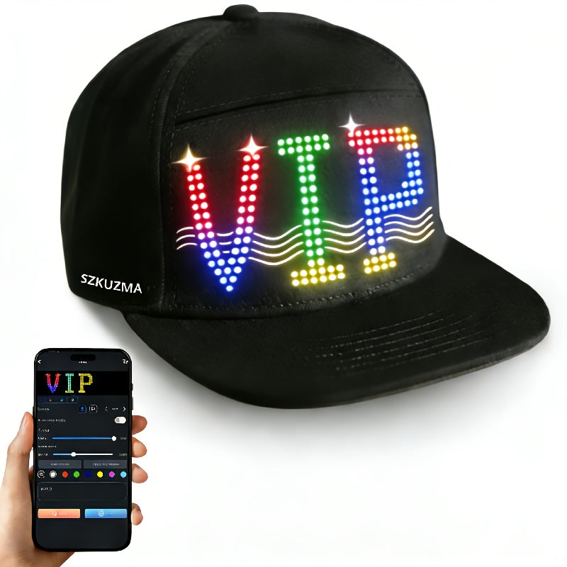 Programmable LED Hat APP Controlled Scrolling Text Animation Light Up Cap Unisex Adjustable Smart LED Baseball Cap for Party Wedding Valentine's Day Carnival Festival Men Women