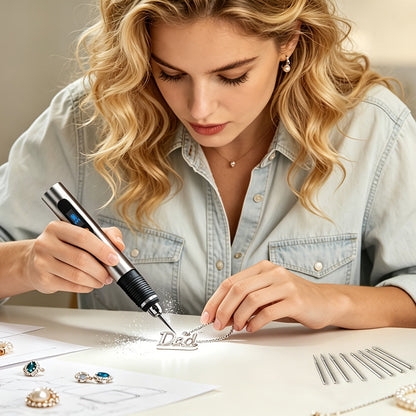 Electric Engraving Pen Kit 57 Accessories - USB Rechargeable Cordless Engraver with 21000 RPM, 3-Speed Control, 90-Min Battery, for Metal, Glass, Wood, Stone & Jewelry - DIY Craft Gift