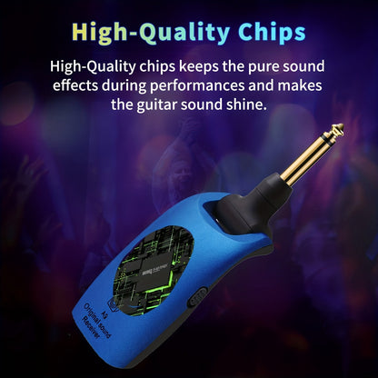 Wireless Guitar System 2.4GHz with 270° Rotatable Plug & Built-In Rechargeable Battery – Transmitter Receiver for Electric Guitar, Acoustic, Bass, Violin & Keyboard – Velora
