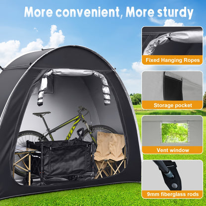 Portable Folding Bicycle Storage Tent Shed – Fits 2-3 Bikes, 210D Oxford PU4000 Waterproof & Dustproof, 83"x32"x65", 8-Min Setup, Ideal for Home, Garden & Outdoor Bike Storage