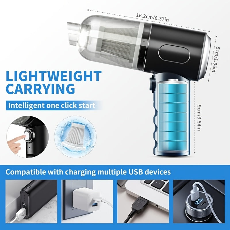 9000PA Cordless Car Vacuum Cleaner – Rechargeable Portable Handheld Vacuum for Car Interior, Pet Hair & Crumbs, Ultra-Lightweight for Home & Auto Daily Use
