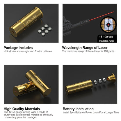 Laser Bore Sight Multi-Caliber Kit for 9mm 45ACP 223REM 308WIN 380ACP 38SPL 12GA – High-Precision Red Laser Boresighter for Rifles & Pistols, Easy Install, Includes 2 Battery Sets