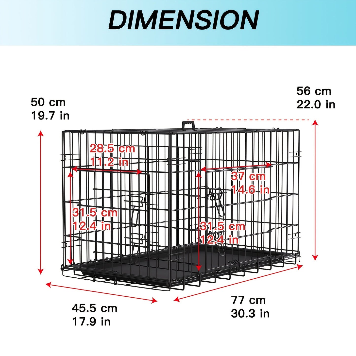 Foldable Metal Wire Dog Crate for Small Dogs & Rabbits – Adjustable Divider Panel, Leak-Proof Plastic Pan, Indoor Outdoor Pet Kennel for Chihuahuas Toy Breeds Small Animals, Multiple Sizes