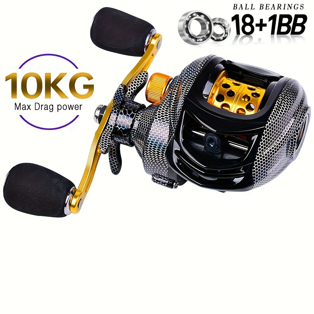Baitcasting Fishing Reel Ultra-Lightweight Magnetic Brake System 22LB Max Drag – Freshwater & Saltwater Ergonomic Low-Profile Casting Reel, Left & Right Hand, Smooth Gear Ratio