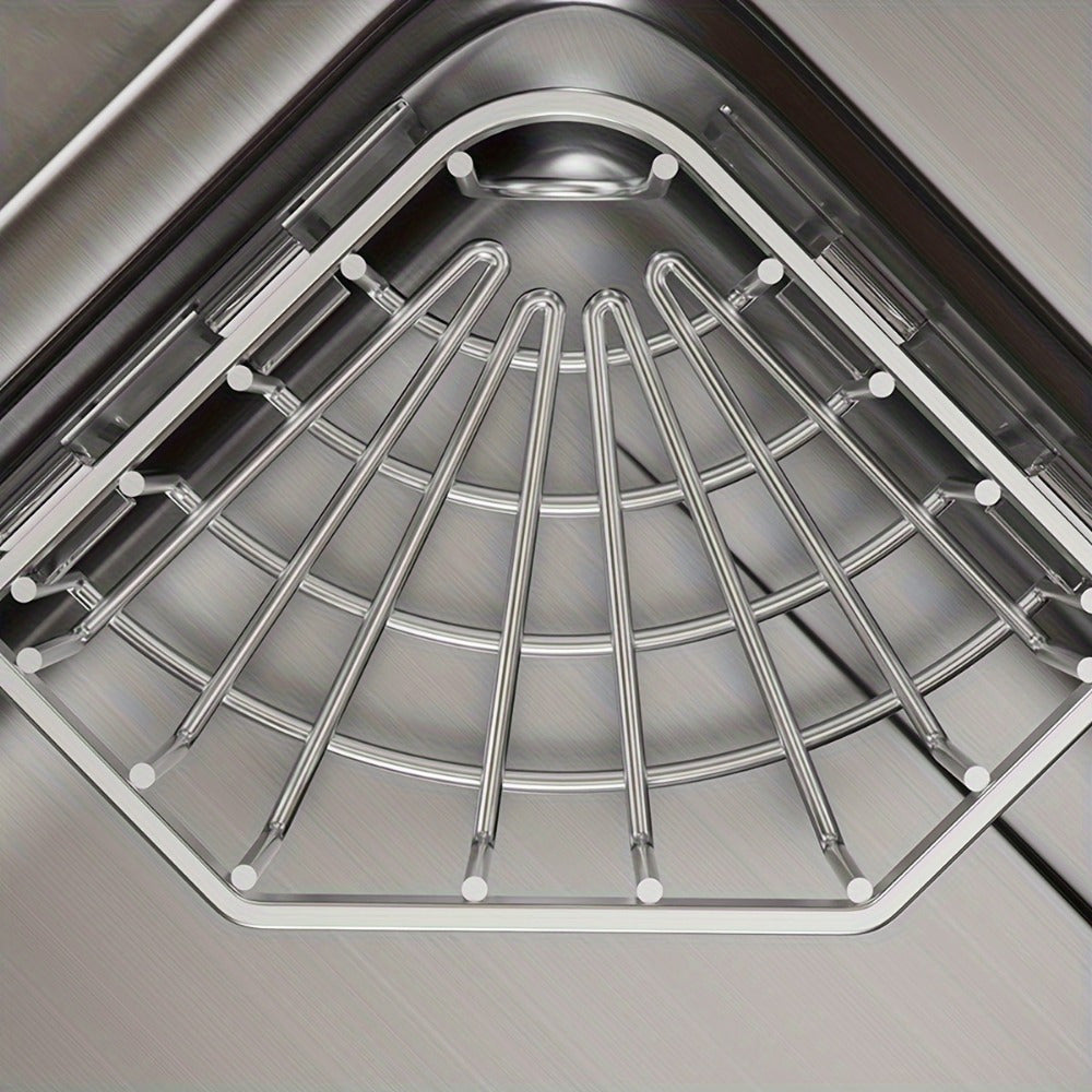 Stainless Steel Kitchen Sink Organizer – Hanging Faucet Drain Rack, Space-Saving Sponge Holder for Sponge, Brush, Towel & Scrubbers, Rust-Resistant, Kitchen & Bathroom Counter Organizer