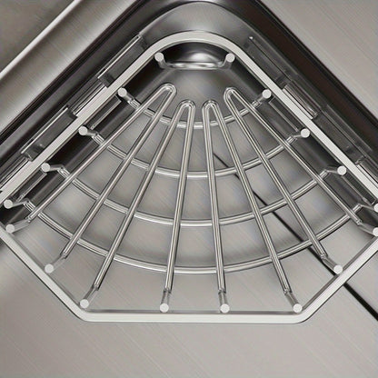 Stainless Steel Kitchen Sink Organizer – Hanging Faucet Drain Rack, Space-Saving Sponge Holder for Sponge, Brush, Towel & Scrubbers, Rust-Resistant, Kitchen & Bathroom Counter Organizer