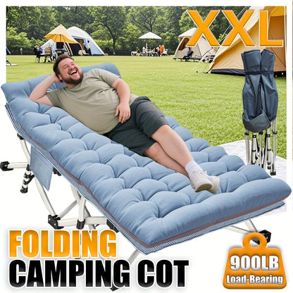 XXL Folding Camping Cot 79 x 32 Inch with Mattress & Carry Bag – Heavy-Duty Oversized Portable Sleeping Cot for Adults, Tall People, Guest Bed, Outdoor Camping, Travel & Emergency Use, Easy Setup