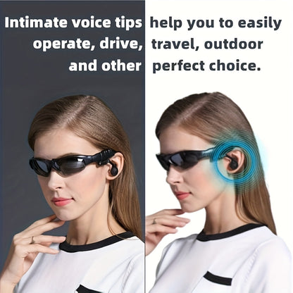 Bluetooth 5.4 Smart Audio Glasses Wireless Headset – Hands-Free Calls & Music, Built-In Condenser Mic, Volume Control, USB Charging, 80mAh Battery, Open Ear Wearable Tech Eyewear for Men & Women