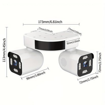 8MP Dual Lens PTZ WiFi Security Camera Outdoor Indoor 360° Panoramic Full Color Night Vision Waterproof Corner Wall Mount – Wired Wireless Smart Home Surveillance Camera for Home Business