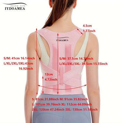 Posture Corrector Back Brace for Women & Men – Adjustable Breathable Shoulder Lumbar Support Straightener Belt for Upper & Lower Back Pain Relief, Waist 25–29 Inch