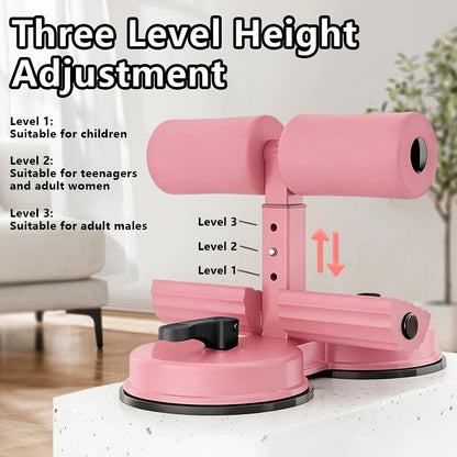 Portable Sit Up Bar – 3-Section Adjustable Design, Dual Suction Cups & Resistance Bands, Lightweight Home Core Fitness Equipment for Small Spaces