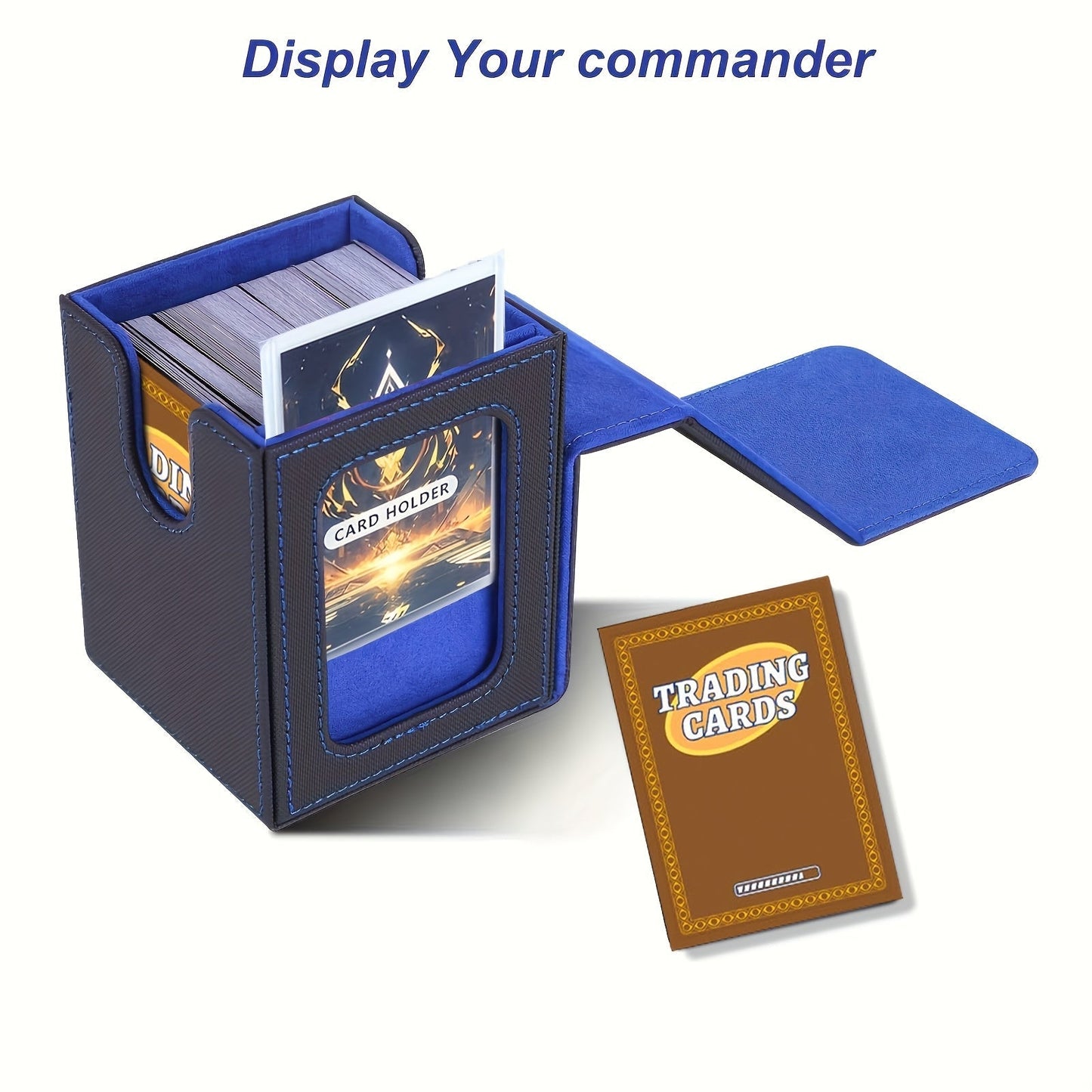 TCG Deck Box 100+ Double Sleeved Cards Commander Display Card Storage Case with 2 Dividers Top Sleeve Compatible with MTG Magic the Gathering Pokemon Yu-Gi-Oh Trading Card Game Black Gray Blue Purple Green
