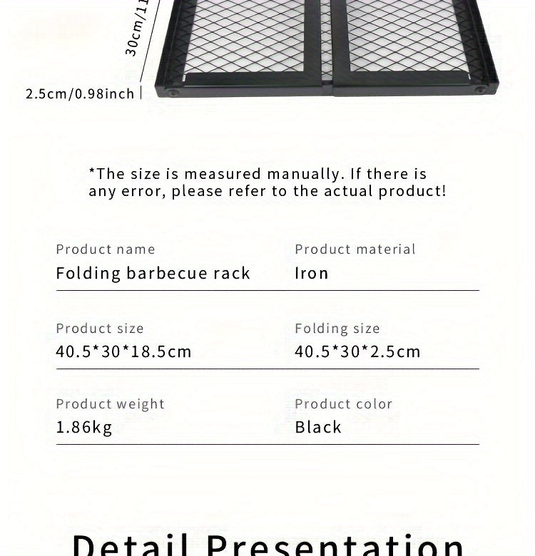 Heavy Duty Bonfire Campfire Grill with Firewood Rack – Outdoor BBQ Grill for Camping, RV, Picnic & Backyard, Includes Storage Bag, Food Clips & Cleaning Cloth, Perfect Men's Gift
