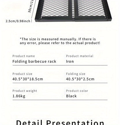 Heavy Duty Bonfire Campfire Grill with Firewood Rack – Outdoor BBQ Grill for Camping, RV, Picnic & Backyard, Includes Storage Bag, Food Clips & Cleaning Cloth, Perfect Men's Gift