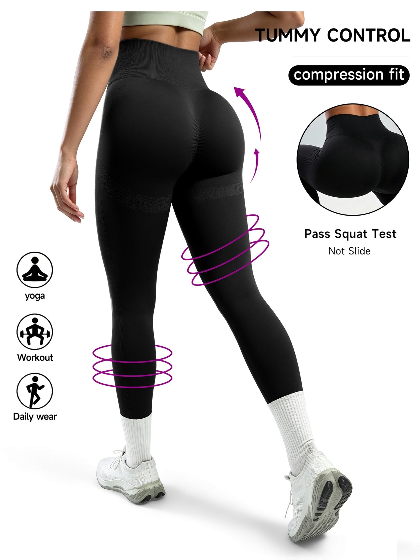 Women's High Waist Peach Lift Yoga Pants – Tummy Control, Four-Way Stretch, Breathable Fitness Leggings for Gym, Yoga & Everyday Wear, All-Season High Elastic Fabric, Coffee Brown, Black or Olive Green, S-XL