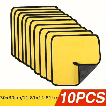 10pcs Microfiber Car Cleaning Towels – Super Absorbent, Lint-Free, No Streaks, Car Wash Drying Cloths for Car Exterior, Interior, Glass & Household Cleaning