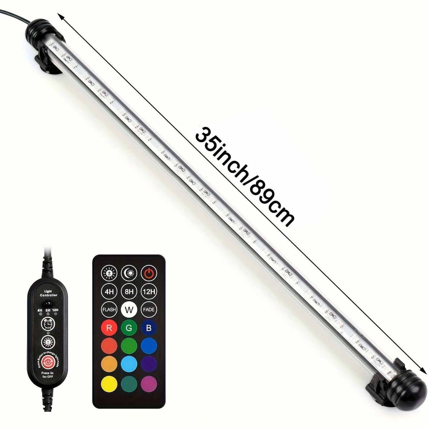 Submersible LED Aquarium Light Multicolor Underwater Fish Tank Light 7.5" to 35" - Multiple Sizes 9 to 66 LEDs for Freshwater Saltwater Aquarium Decoration