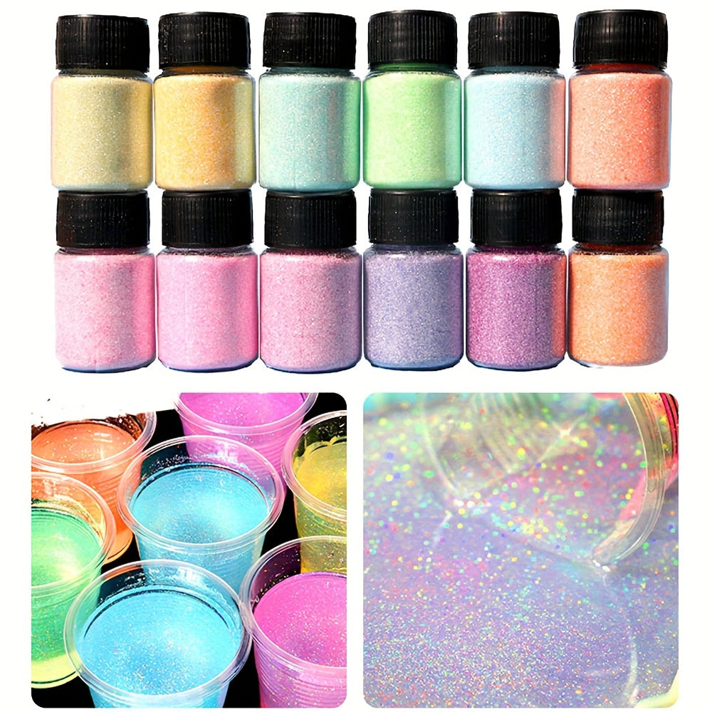 Holographic Glitter Set 12 Colors – Fine Glitter Powder for Nail Art, Body, Face, Resin & Craft Projects | Christmas & Halloween Gift