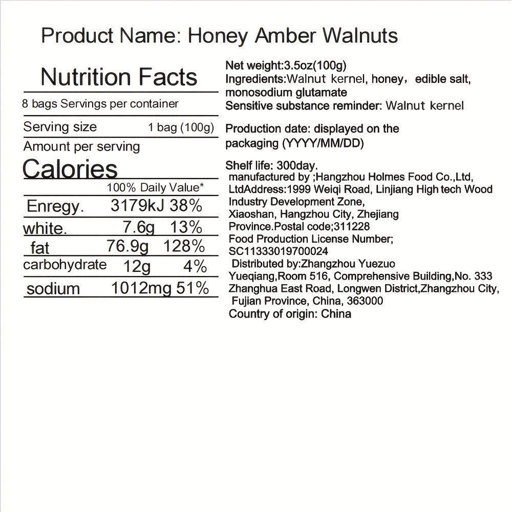 Mixed Nuts Gift Pack 8 Bags Honey Amber Walnuts Roasted Cashews - High Protein Gluten Free Low Calorie Healthy Snack for Office Parties Holiday Gifts