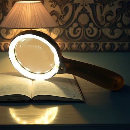 10X Magnifying Glass with 12 LED Lights – Handheld Large Illuminated Magnifier for Seniors Reading, Coins, Stamps, Jewelry & Repair, Bright LED Lighted Magnifying Glass – Black
