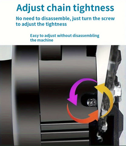 Mini Cordless Chainsaw Portable Handheld Electric Tree Cutter Splash Guard Security Lock Rechargeable for Garden Yard