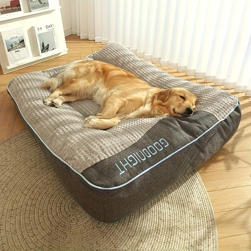 Luxury Plaid Pet Futon Sofa Bed for Medium & Large Dogs and Cats – All-Season Soft Polyester Fill, Non-Slip Bottom, Perfect for Golden Retrievers, Includes Bonus Toy Balls, Cozy Dog Couch Bed