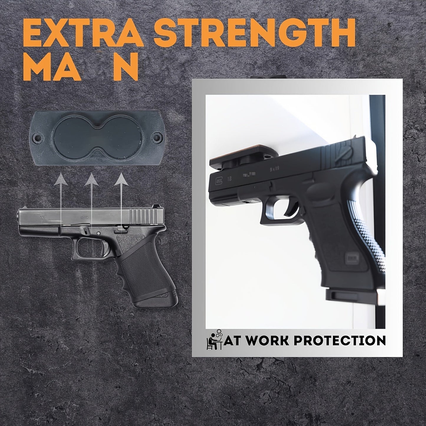 Magnetic Gun Holster Mount 30 lbs for Car Truck Home Wall Desk – Rubber Coated Pistol Holder Quick Draw Ready Won't Scratch Firearm Double-Sided Tape Included