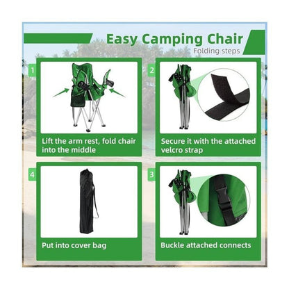 Folding Camping Chair with Tilting Canopy Sunshade – 225LBS Capacity, 22.8" Wide Seat, Mesh Cup Holder & Carry Bag, Portable Beach Lawn Chair for Camping, Hiking & Outdoor Events – 9 Color Options