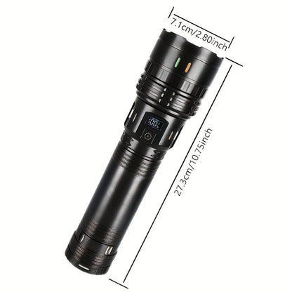 Rechargeable LED Tactical Flashlight 1500 Lumens with Adjustable Zoom, Shoulder Strap, 4 Modes for Camping, Hunting, Farm Inspection & Emergency Outdoor Use
