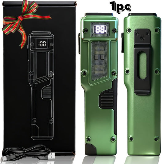 Rechargeable EDC Flat Flashlight 3000 Lumens – Tactical LED UV Flashlight 8 Modes 100M Range, Aluminum Body Digital Display, USB Rechargeable 18650 Battery, Camping Hiking Emergency Gift for Men