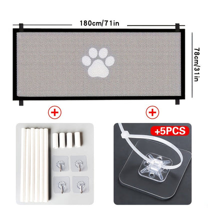 Portable Folding Pet Gate Dog Safety Barrier Fence – Foldable Mesh Isolation Net for Indoor Doorways, Stairs & Rooms, Available in Small & Large Sizes